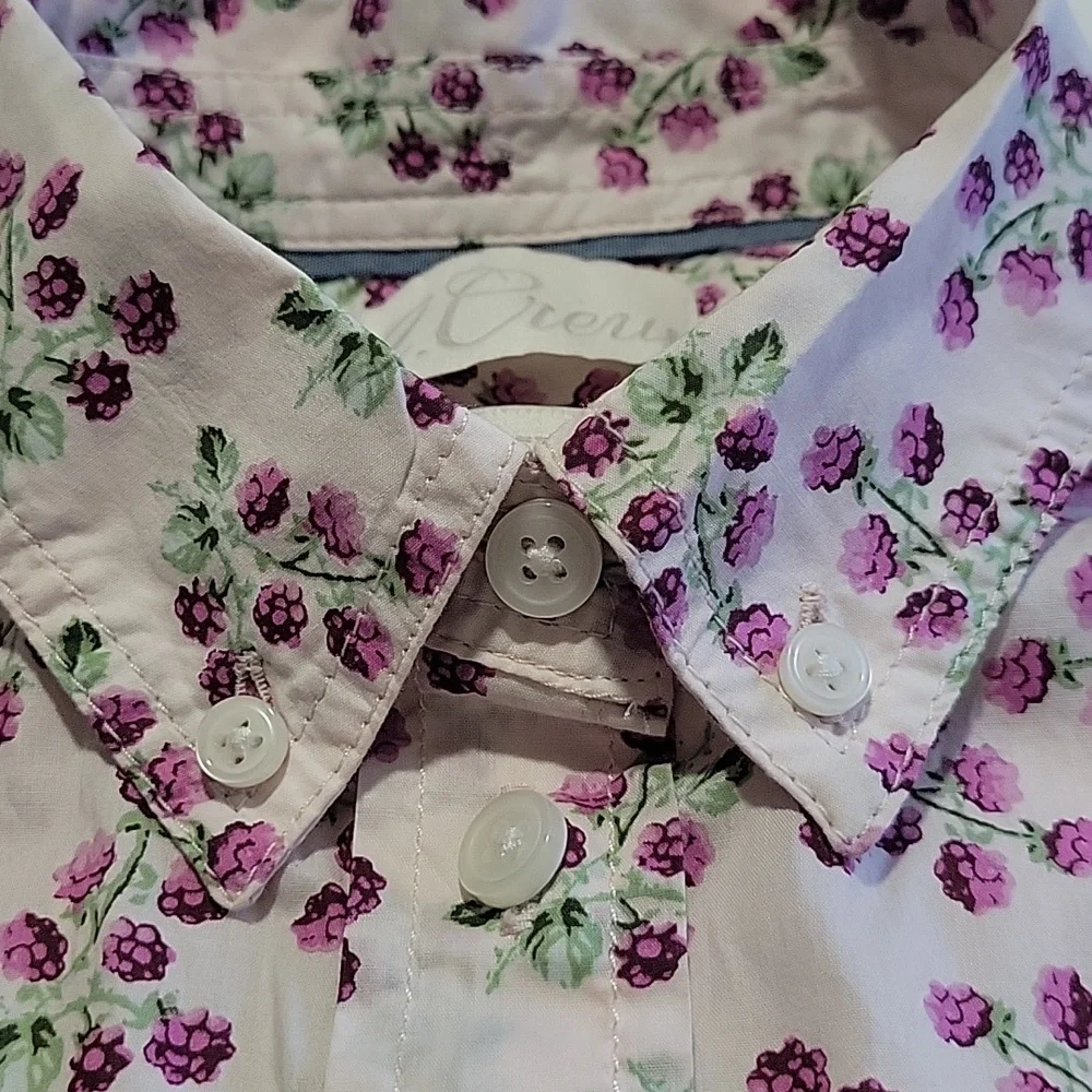 J. Crew 100% Cotton Light Pink Floral Button Down Shirt